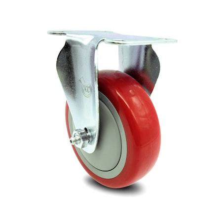Service Caster 4 Inch Red Polyurethane Wheel Rigid Top Plate Caster SCC-20R414-PPUB-RED-TP2